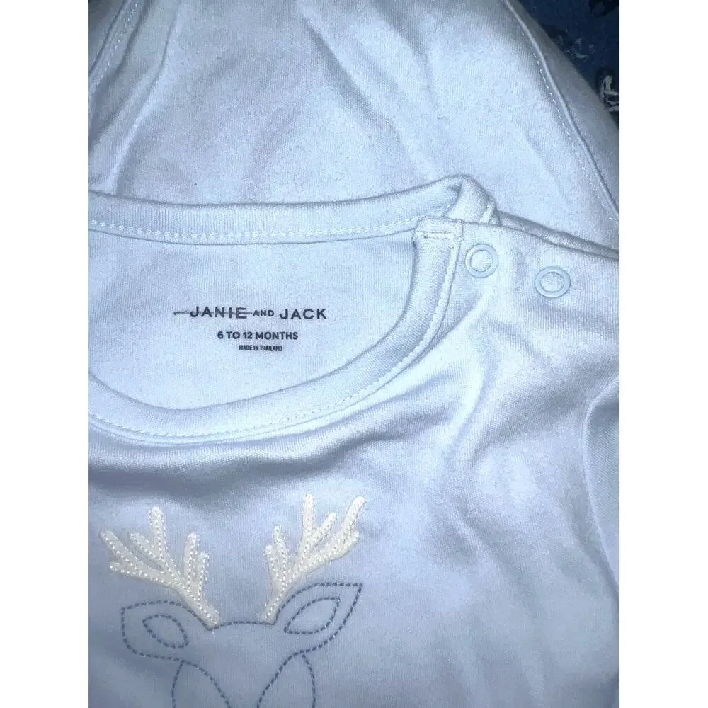 Janie and Jack Reindeer Bodysuit & Fair Isle Sweater Pant Set, 6-12M - NWT